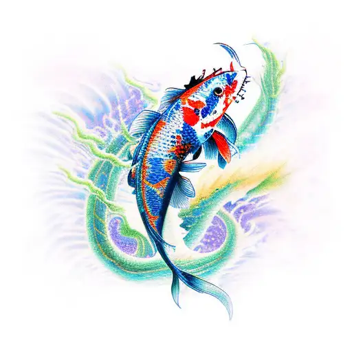 Koi Fish Transforms In Dragon