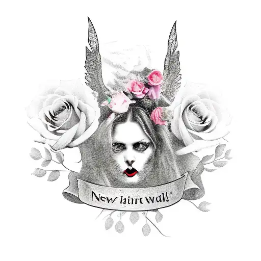 Fallen Angel Worded Out With Roses