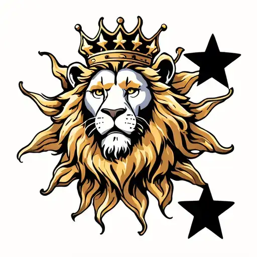 3 Star In A Sun With Lion Wearing A Crown