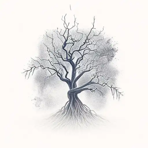 Dead Tree With Spiders Hanging Off Of It