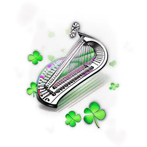 Harp With Clover With Celtic
