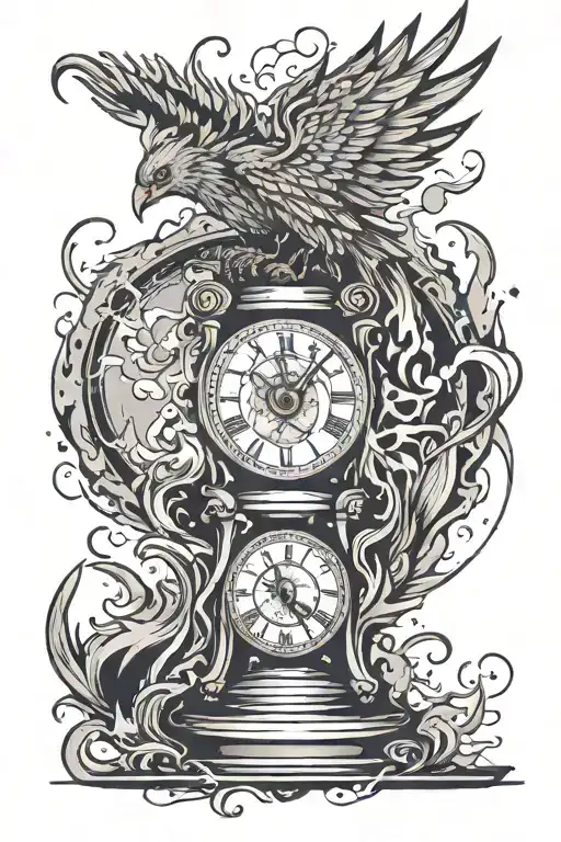 Phoenix Rising From The Ashes That Are Counting The Time In A Broken Hourglass