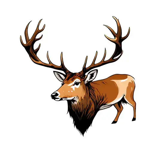 Tree With Stags Head And Wildlife In It