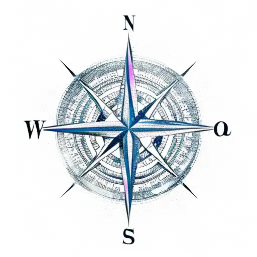 Compass With Ocean Waves