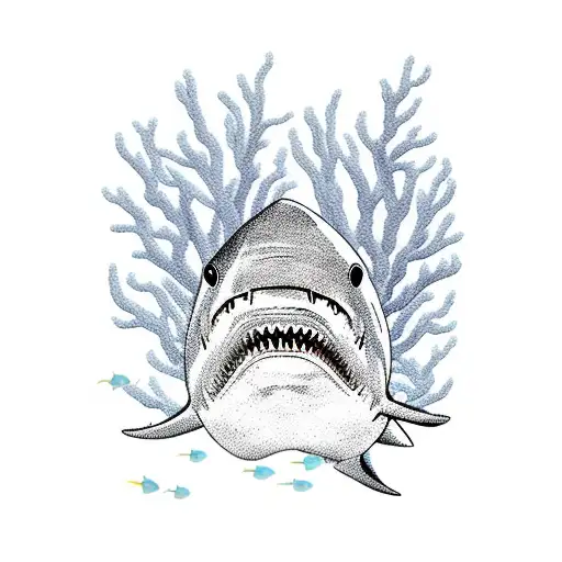 Shark Swimming Over Corals Ocean Conservation