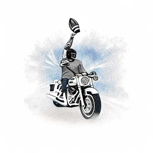A New-school Design Featuring A Pixelated Ou Football Player Riding A Harley Davidson Motorcycle