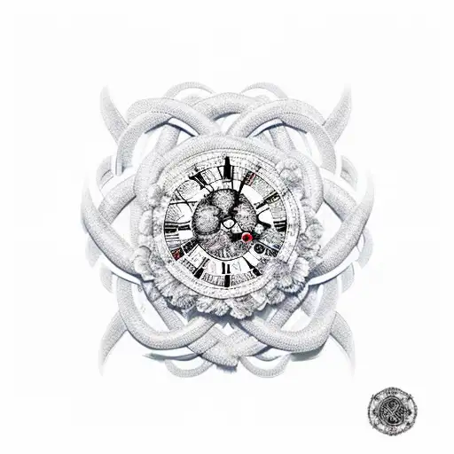 A New-school Design Featuring A Clock Face Made Of Intertwined Roses And Roman Numerals