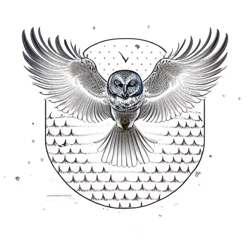 Bird That Is A Hydrid Of A Barred Owl And A Phoenix Taking Flight From Ashes