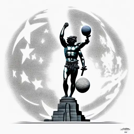 Statue Of Atlas Carrying The Turkish Moon And Star