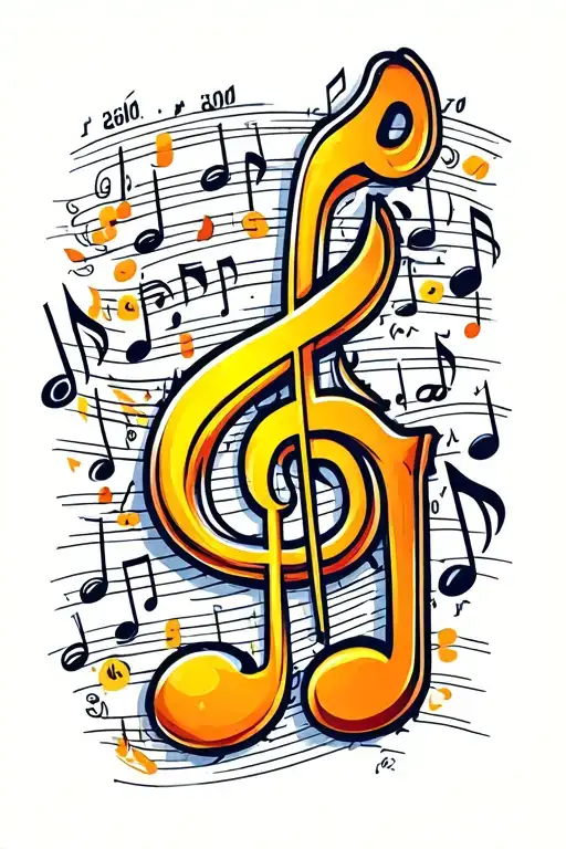 Music Notes Intertwined With Small Icons Marking Important Events