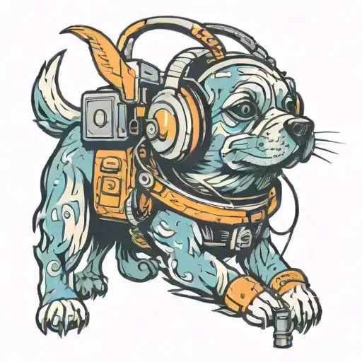 Space Dog Wearing Headphones
