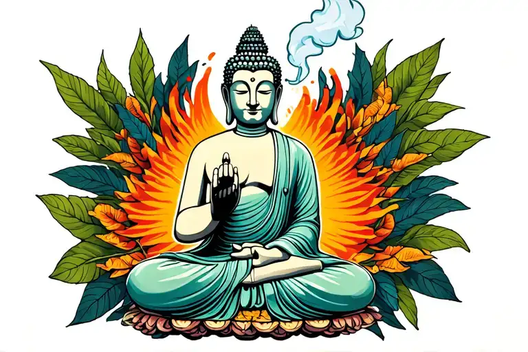 Buddha Pose And Smokes