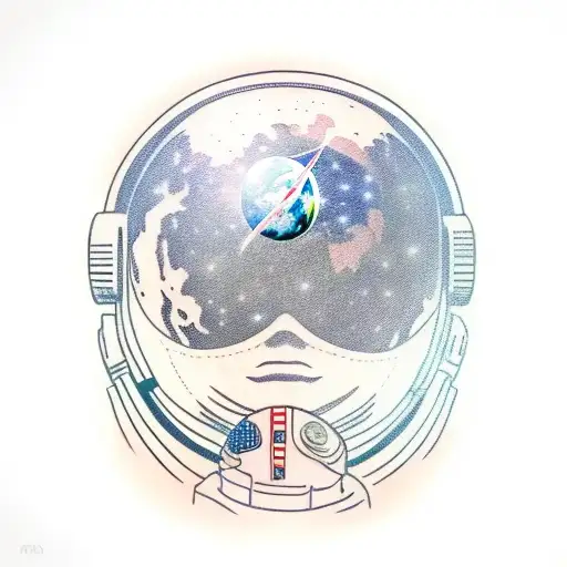 Astronaut With Reflection Of Earth In The Helmet