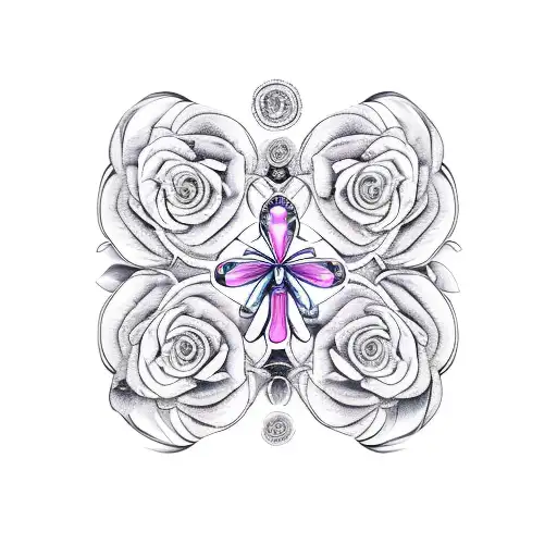 Ring Of Roses With A Butterfly In The Center