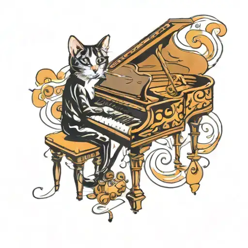 Cat And Piano