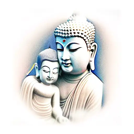 Buddha And Jesus In A Peaceful Embrace