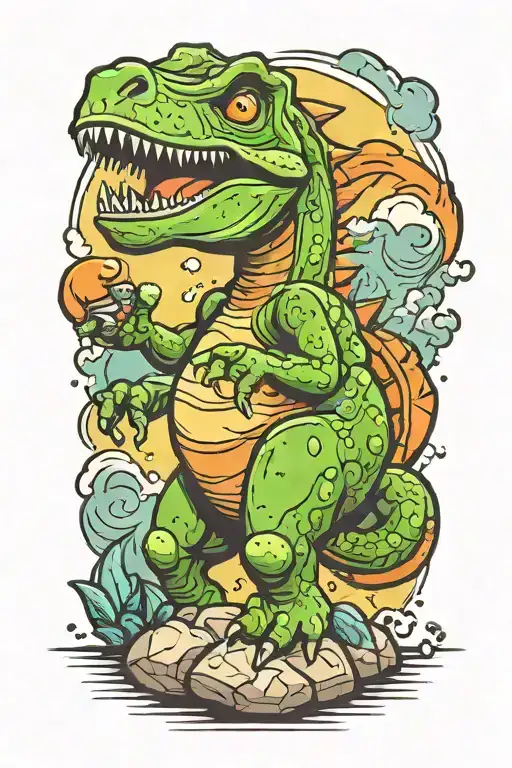 Dinosaur Rolling A Stone