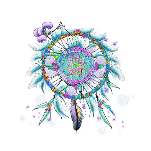 Dreamcatcher With 4 Hanging Flowers
