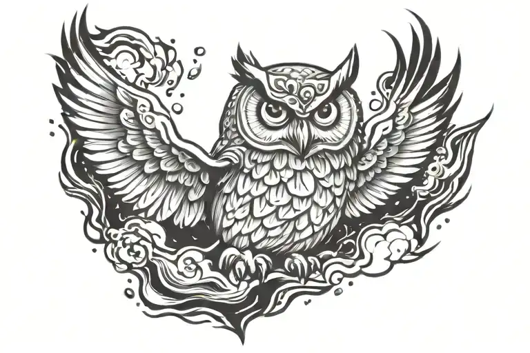 Owl On Exploding Volcano