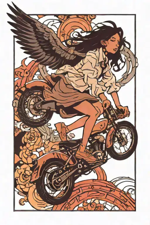 Silhouette Girl Riding Bird Flying Towards