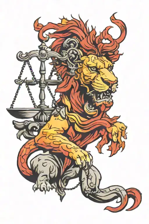 Red Lion Head Biting Scales Of Justice