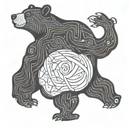 Playful Upper Body Black Bear Silhouette Color Minimalist