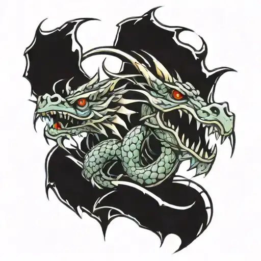 3 Headed Dragon And Its Neck On Arm Band