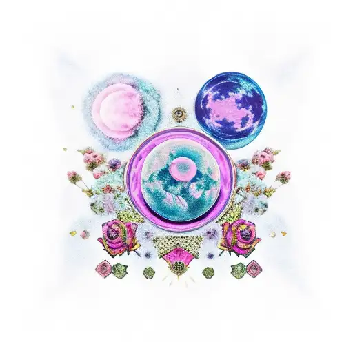 Bohemian Blue Moon And Purple Sun With A Rose Quartz And Pink Hoya Carnosa Plant Wrapped Around