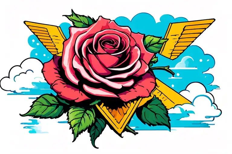 Rose And Angles And Clouds Surrounding