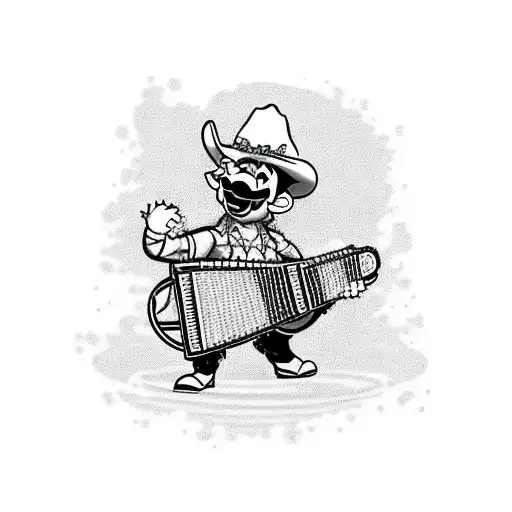 Bowser Playing Accordion With Cowboy Hat