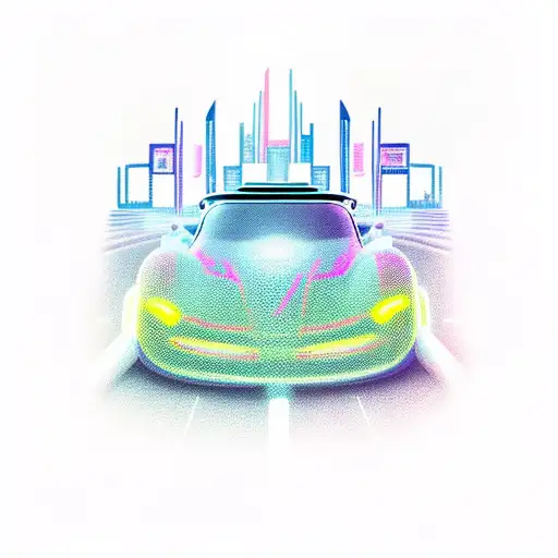 A Futuristic Car Racing Through A Neon Cityscape