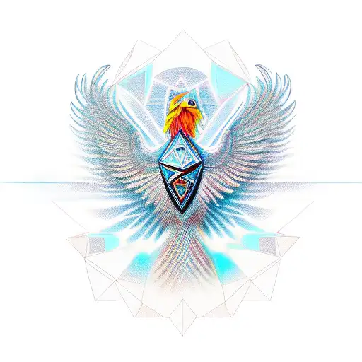 A Modern And Abstract Representation Of A Phoenix Griffin With Geometric Shapes And Patterns