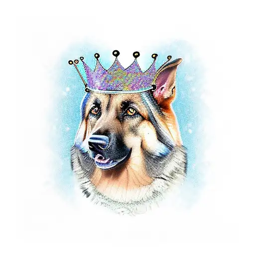 German Shephard Cute Happy With Queen Crown