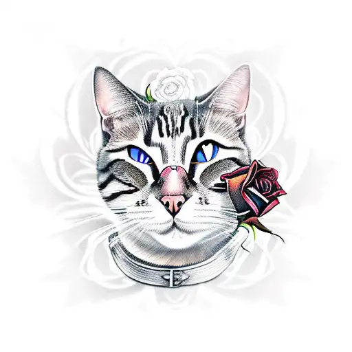 War Cat With Rose