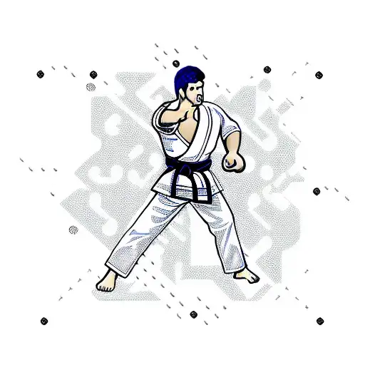 A Judo Fighter Executing A Perfect Throw With A Computer Circuitry Background