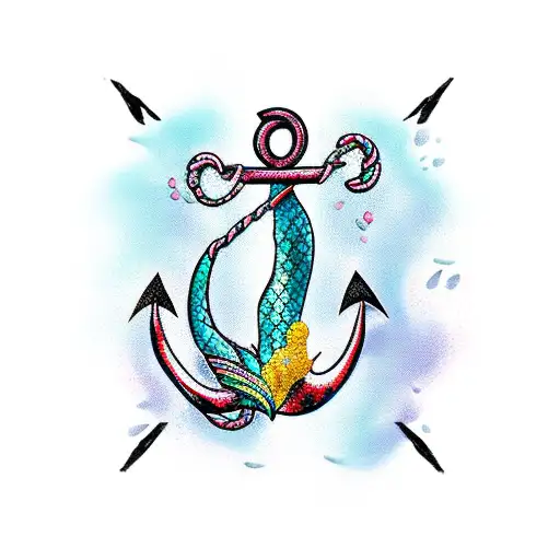 Mermaid Tail With Anchor