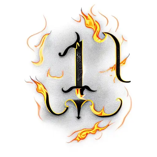 Black And Gold Victorian Candle With Orange Flame And The Letter L