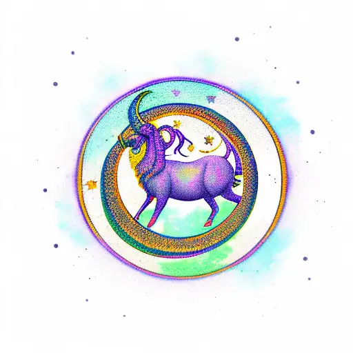 Capricorn Symbol With A Moon