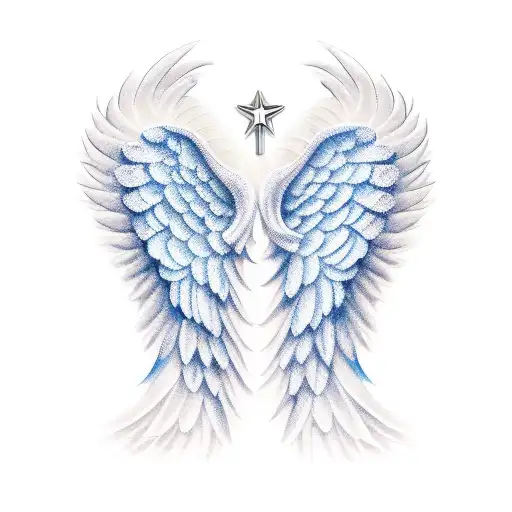 Blue Ribbon And Angel Wings