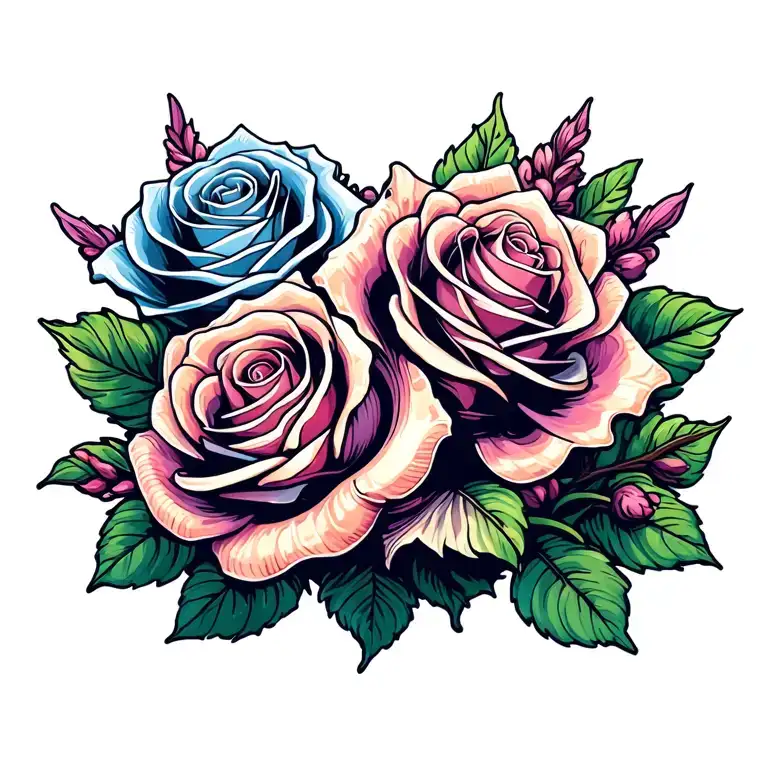 Seashell And Roses Blooming