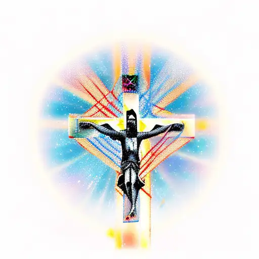 Jesus On A Cross Surrounded By Stars