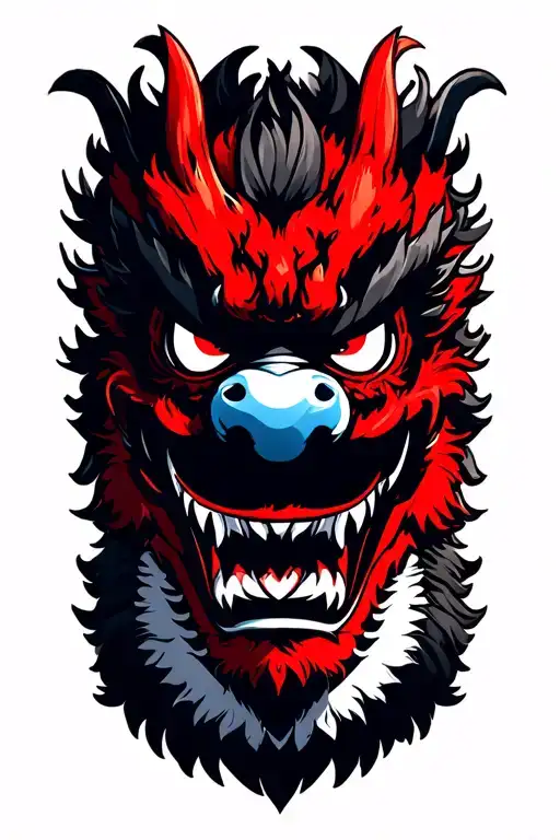 Tengu Mask With Dragon