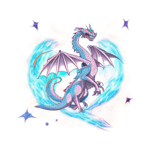 An Anime-inspired Dragon Soaring Through The Stars