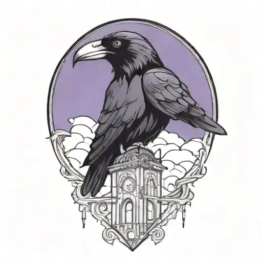 Gothic Raven Perched On Top