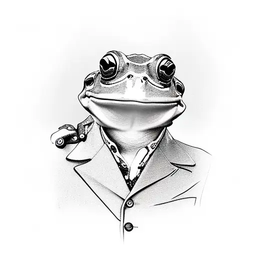 Motorcycle Driver With A Face Of A Frog