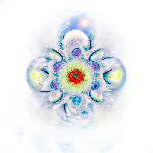 A New-school Style Snow Drop Flower Blooming In Space With Planets And Stars As Its Petals