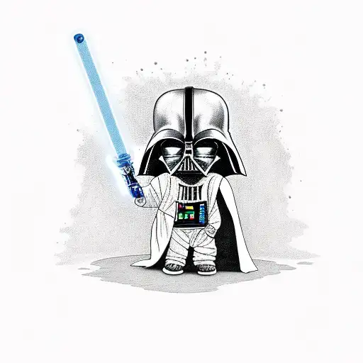 A Baby Darth Vader Holding A Lightsaber With Tobias James Written In Bold Letters