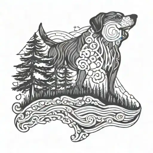 Vermont Mountains Waves Sun Moon Tree Of Life Paw Prints Dog