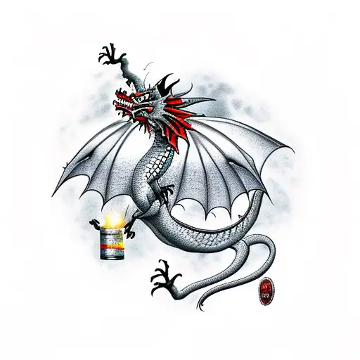 Dragon Smoking With Drunk Eyes For My Chest Cavity