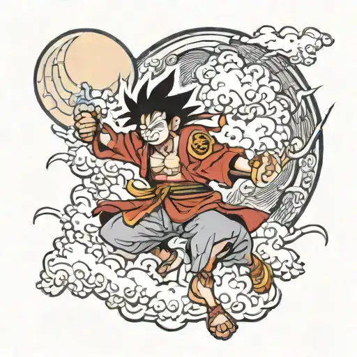 Gear 5 Luffy The Moon Clouds Lightning Sun Wu Kong